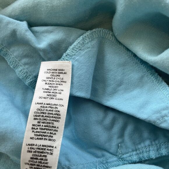 Chicos Women's Pants Size 1.5 Linen Sky Blue Relaxed Lagenlook Wide Leg Beachy - Picture 15 of 16